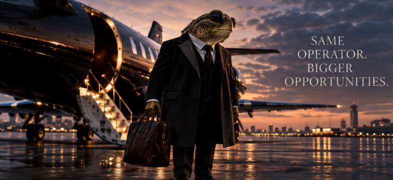 Arthur Whitmore arriving beside an aircraft at dusk