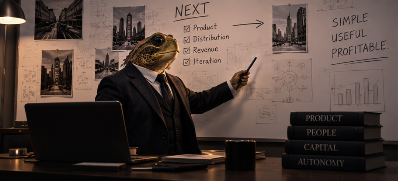 Arthur Whitmore planning the next product at the Shellback Enterprises LLC desk